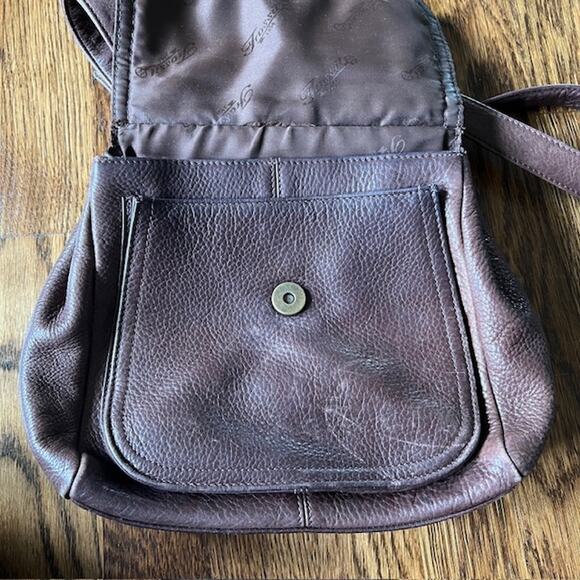 VTG Fossil Small Crossbody Purse Brown Genuine Pebbled Leather 75082 Key READ - Picture 3 of 11